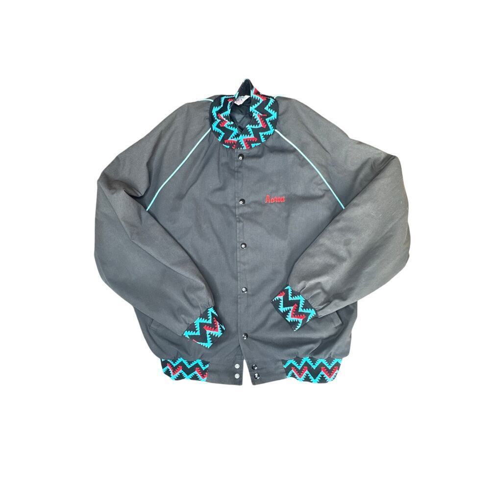 WestArk 2XL Wyoming Jaycees Jacket USA Aztec Trim Snap Buttons Vintage